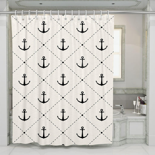 anchor dashes black and white shower curtains