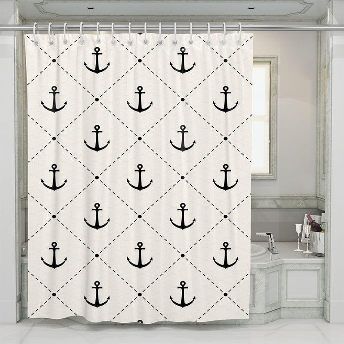 anchor dashes black and white shower curtains