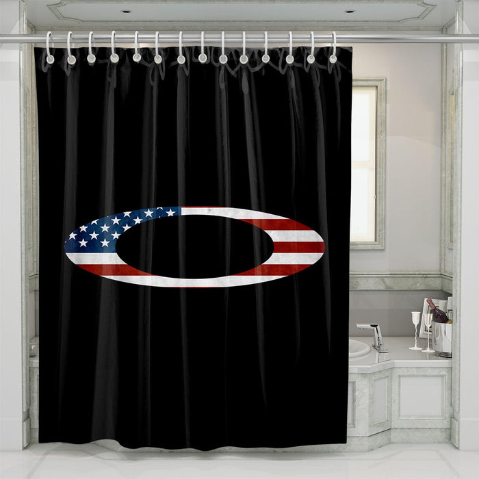 america flag oakley logo shower curtains