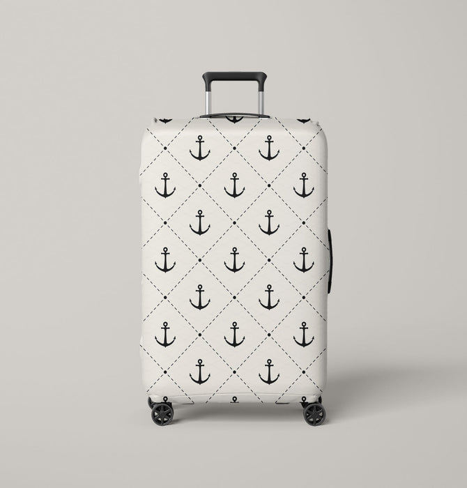 anchor dashes black and white Luggage Cover | suitcase