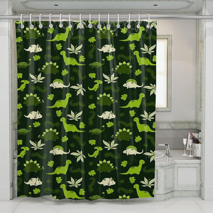 ancient dinosaurs in forest shower curtains