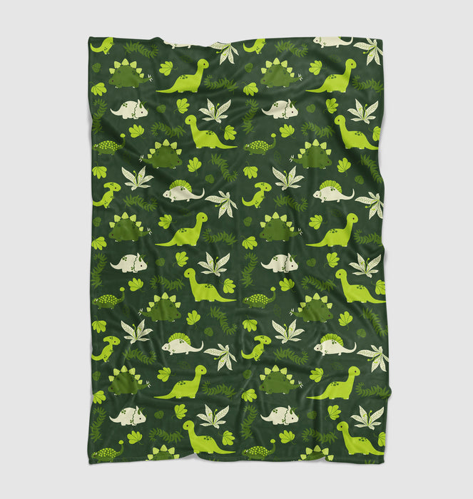 ancient dinosaurs in forest Ultra soft fleece blanket