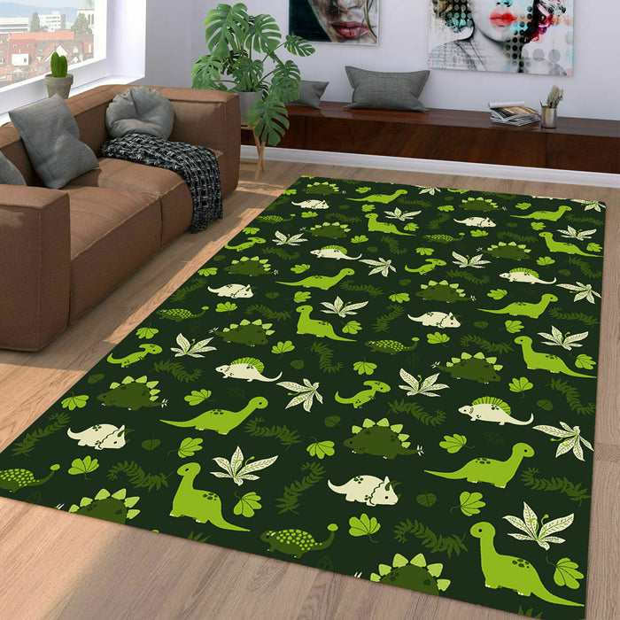 ancient dinosaurs in forest Living room carpet rugs