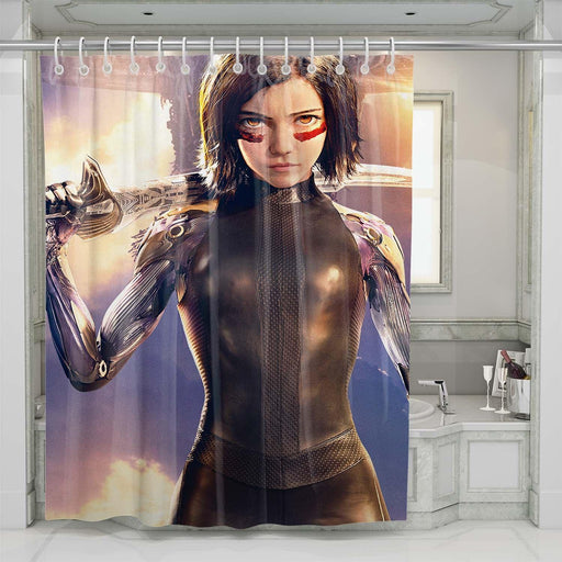 alita with weapon shower curtains