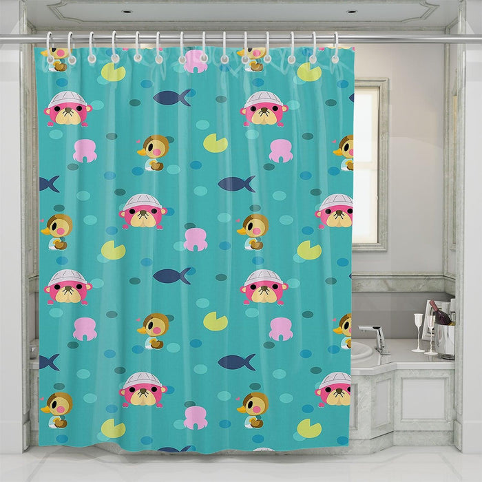 animal crossing on the beach shower curtains