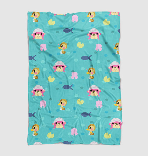 animal crossing on the beach Ultra soft fleece blanket