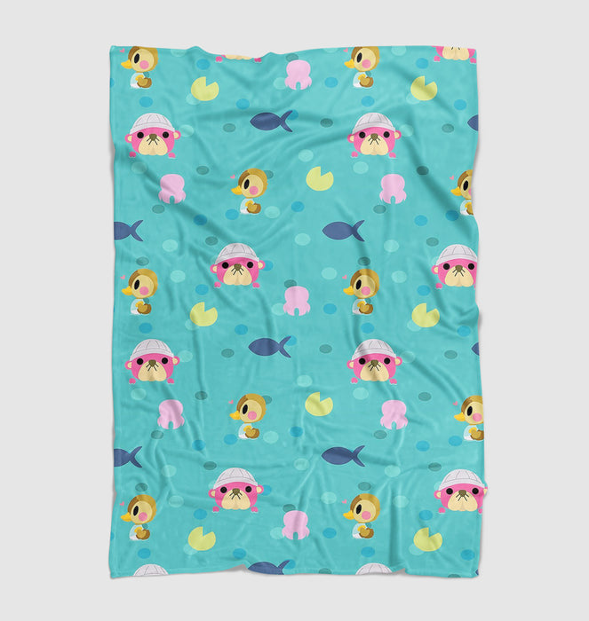 animal crossing on the beach Ultra soft fleece blanket