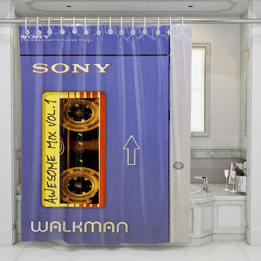 awesome mix tape vol 1 sony walkman shower curtains