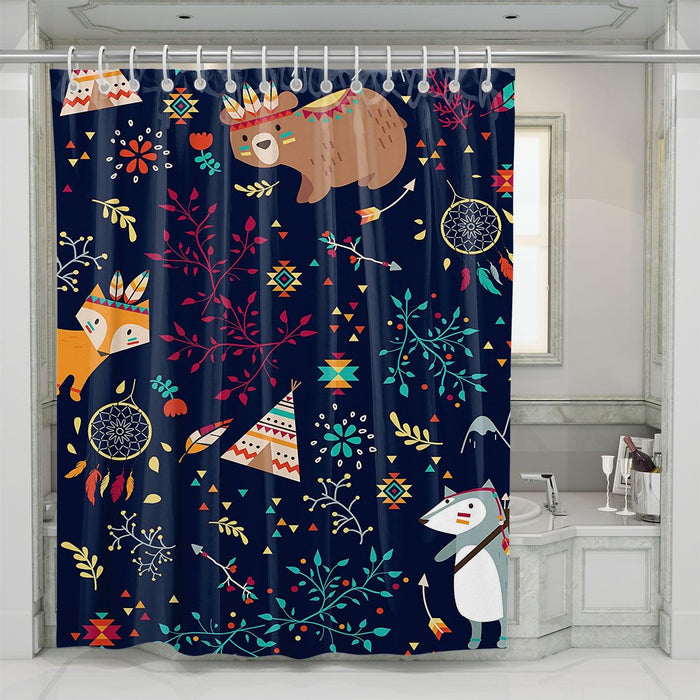 animal nature like bear in the night shower curtains