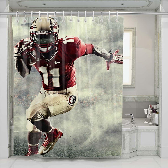 american football player running shower curtains