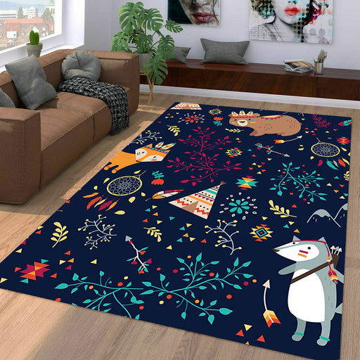 animal nature like bear in the night Living room carpet rugs