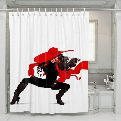 anther style carmen sandiego shower curtains