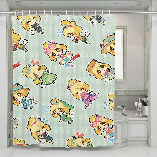 art animal crossing girl game shower curtains