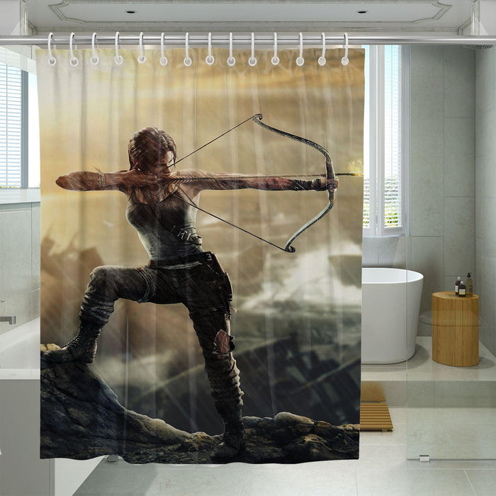 archer lara croft tomb raider shower curtains