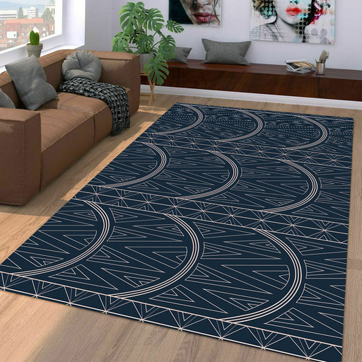 art deco blue mural Living room carpet rugs