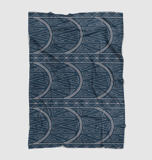 art deco blue mural Ultra soft fleece blanket