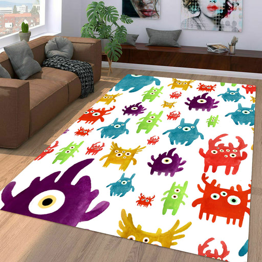 art watercolor painting monsters Living room carpet rugs