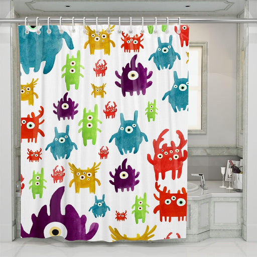 art watercolor painting monsters shower curtains