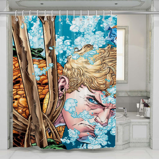 aquaman comic version dc shower curtains