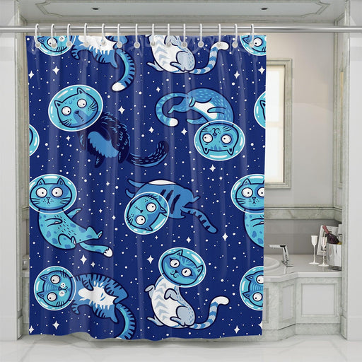 astronout space is a cat shower curtains