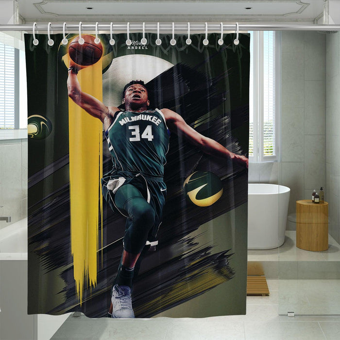 art composition basketball nba shower curtains