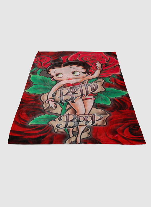 betty boop cartoon flower soft fleece blanket