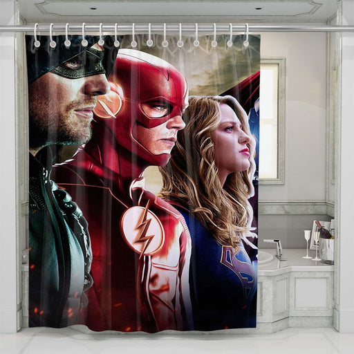 arrow the flash and supergirl shower curtains