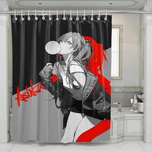 asuka style streetwear from evengelion copy shower curtains