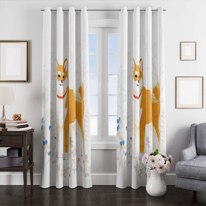 art brown dog window curtains