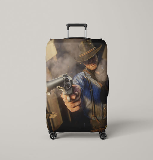 arthur morgan with handgun video game Luggage Covers | Suitcase