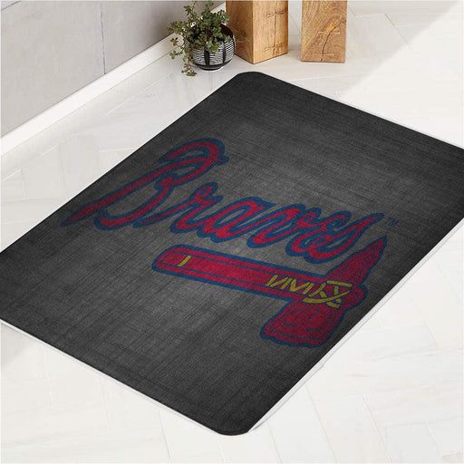 atlanta braves logo dark bath rugs