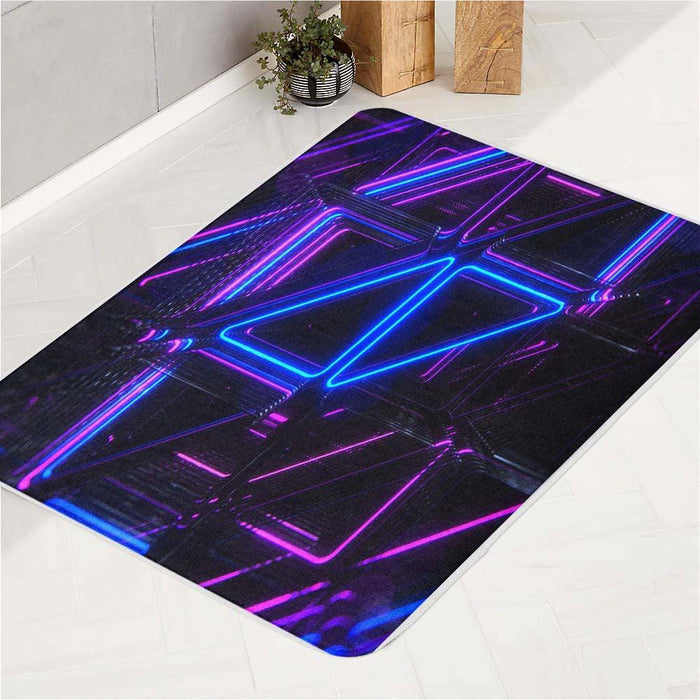 avicci neon light logo vaporwave bath rugs