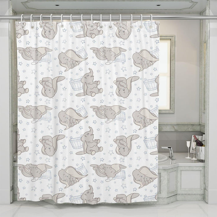 baby dumbo with expressions shower curtains