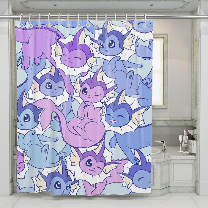 baby espeon with vaporeon shower curtains