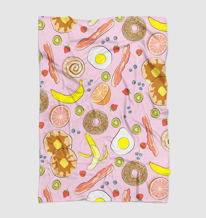 bacon meat donut and fruit pattern Ultra soft fleece blanket