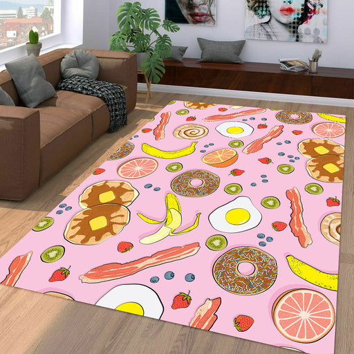 bacon meat donut and fruit pattern Living room carpet rugs