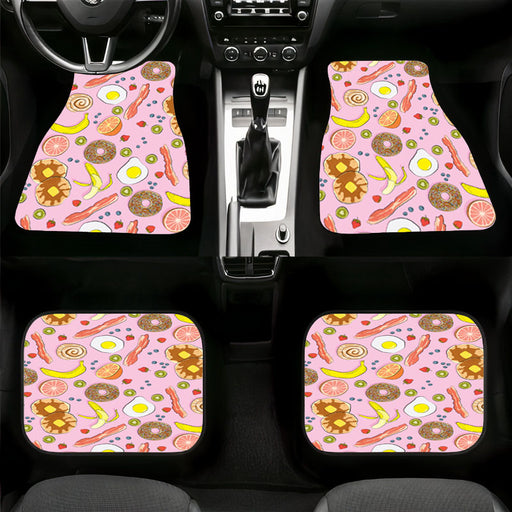 bacon meat donut and fruit pattern Car floor mats Universal fit