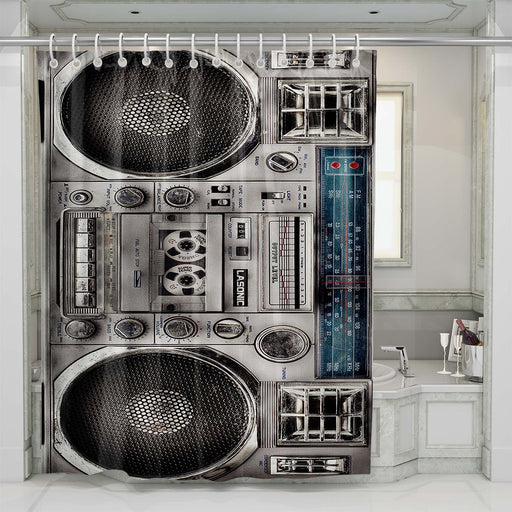 boombox (reels) shower curtains