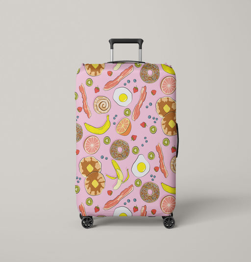 bacon meat donut and fruit pattern Luggage Cover | suitcase