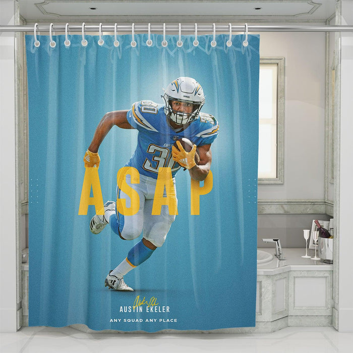 austin ekeler any squad any place nfl shower curtains