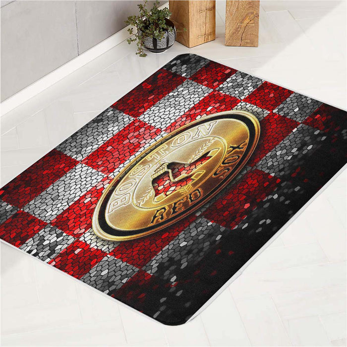 Boston Red Sox glitter logo bath rugs