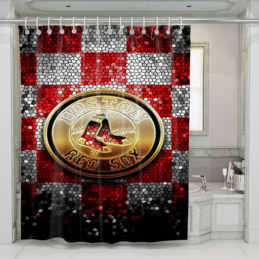 boston red sox glitter logo shower curtains