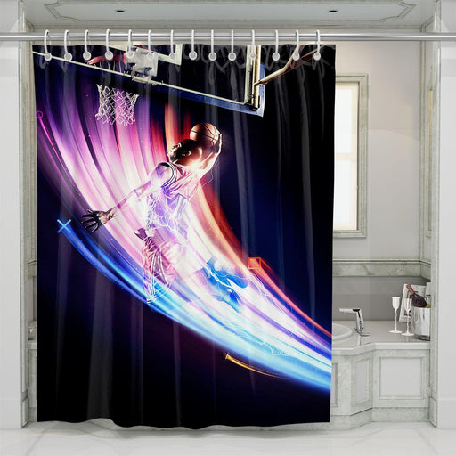 awesome basketball slam dunk nba shower curtains