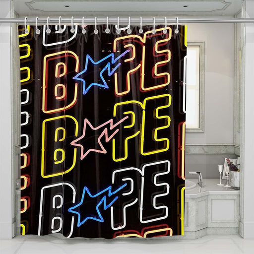 bape neon light shower curtains