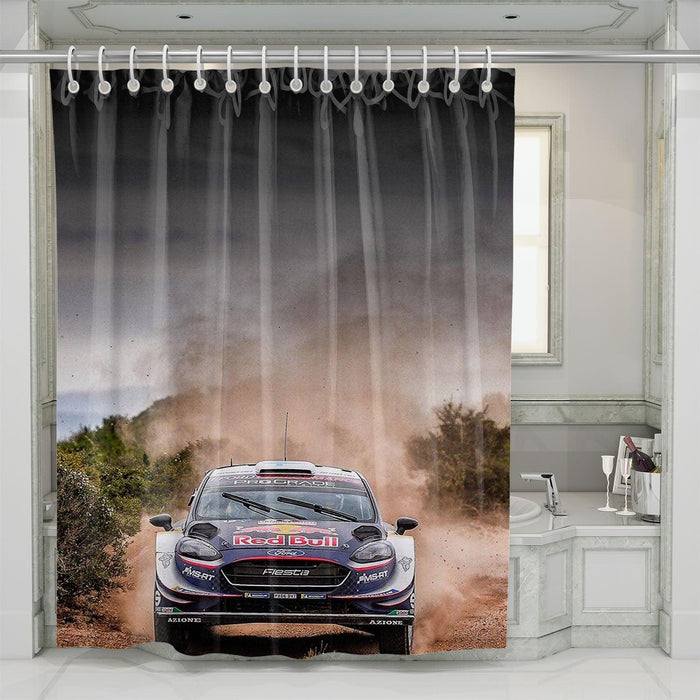 bad winter for offroad car racing shower curtains