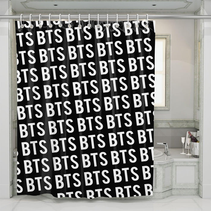 bangtan boys army font monochrome shower curtains