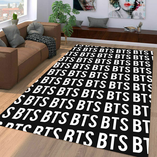 bangtan boys army font monochrome Living room carpet rugs