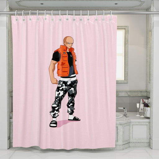 bald streetwear hypebeast anime evangelion shower curtains