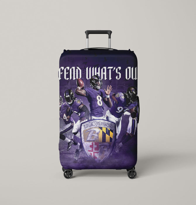 baltimore ravens powerful player Luggage Covers | Suitcase