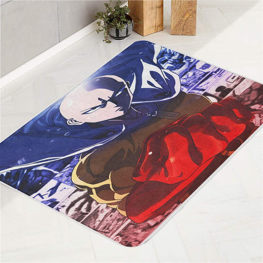 bald saitama comic colored bath rugs